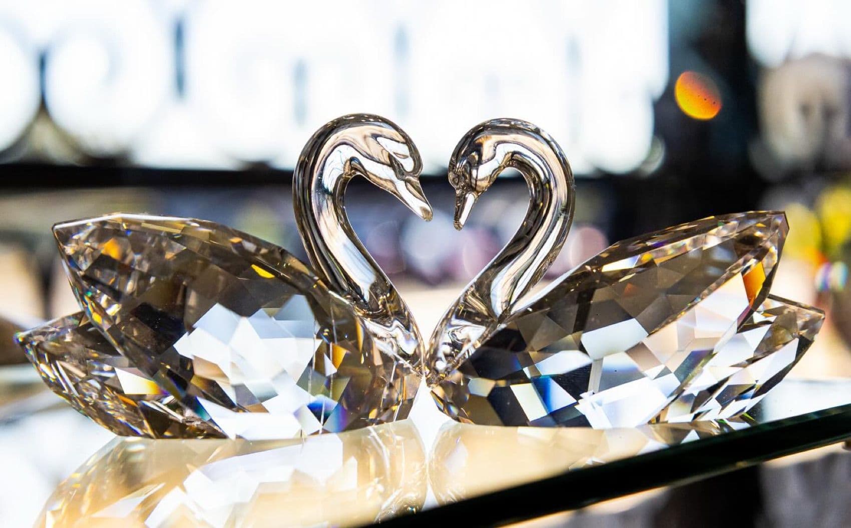 Swarovski crystal swans
